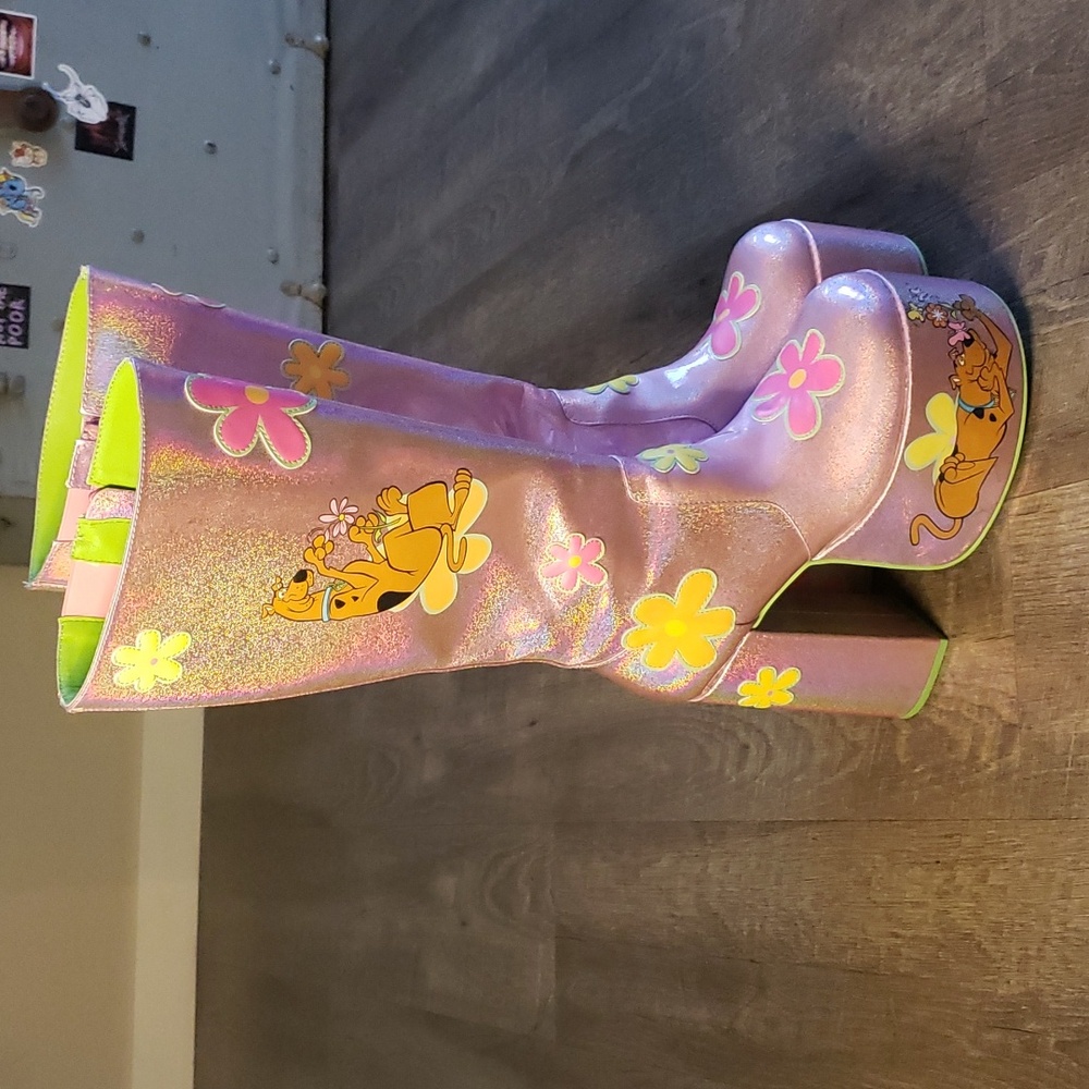 Dollskill scooby doo collab iridescent platform boots